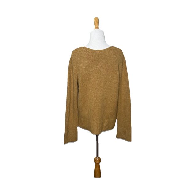 Tahari Brown Tan V-Neck Knit Pullover Long Sleeve Sweater Size Large Womens - Picture 3 of 7
